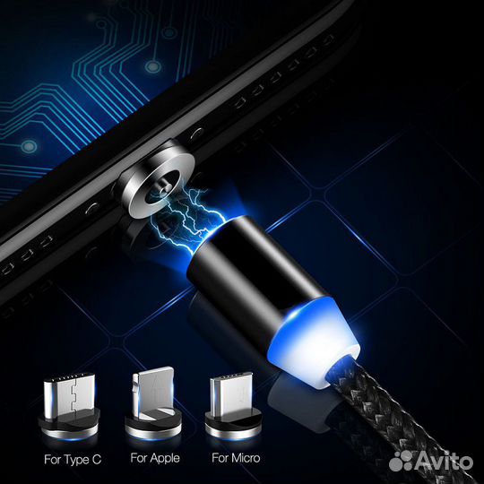 Магнитная зарядка iPhone, Type C, micro USB