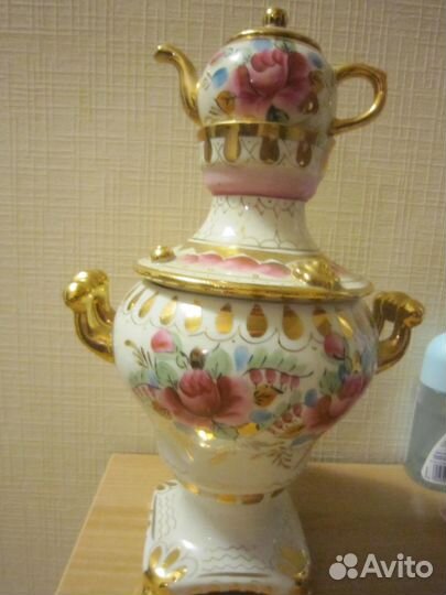 Самовар фарфоровый Гжель СССР