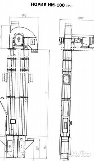 Элеватор зерновой Нория 100 т/ч