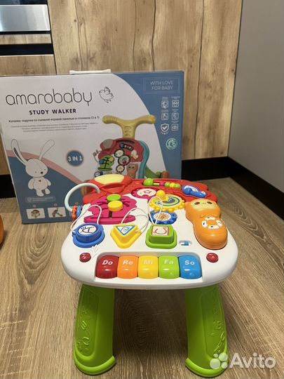 Ходунки каталка 3 в 1 amaro baby study walker