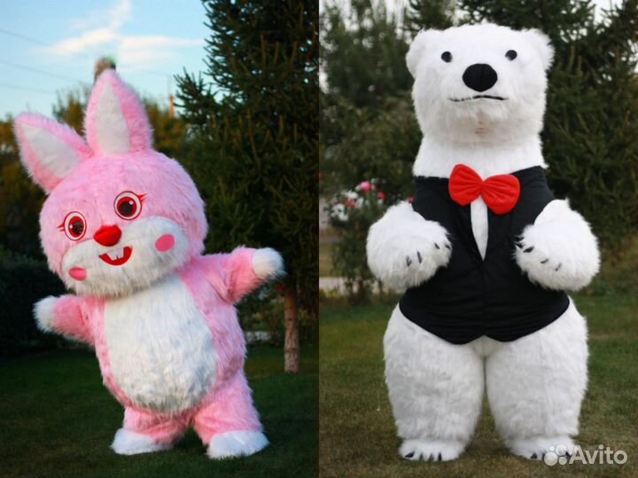 Белый мишка поздравление ростовой зайка аниматор