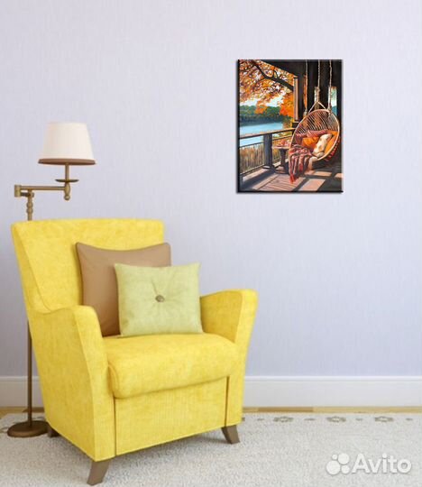 Картина маслом Золотая осень, осенний пейзаж 50/40