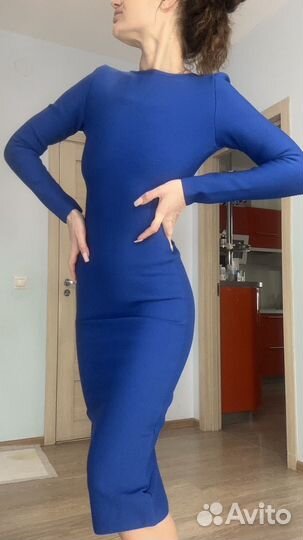 Платье бандажное синее 42