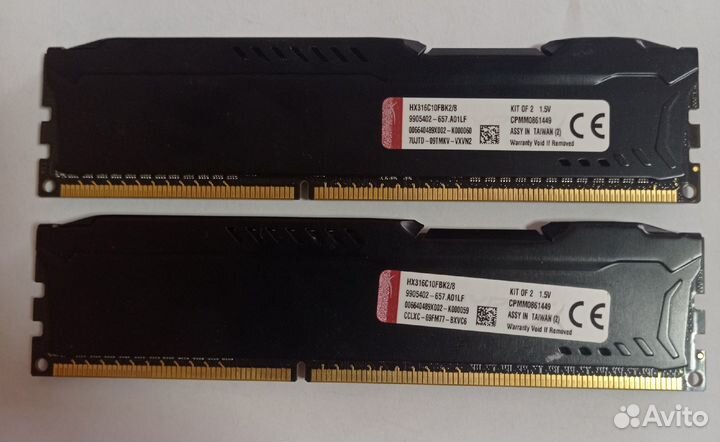 HyperX Fury 8 гб (4 гб x 2 шт.) DDR3 1600 мгц