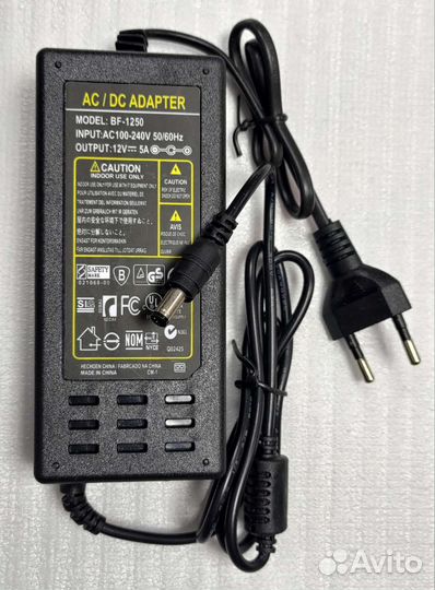 Блок питания 12V 5A, 5.5x2.5, новый, гарантия