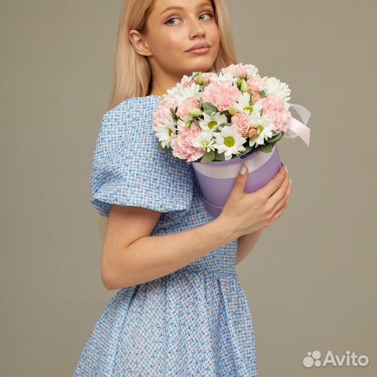 Композиция из диантусов и хризантем