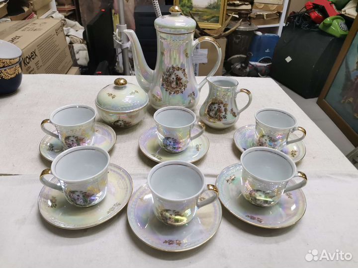 Сервиз кофейный Мадонна Кольдиц Фарфор из гдр (Ч)