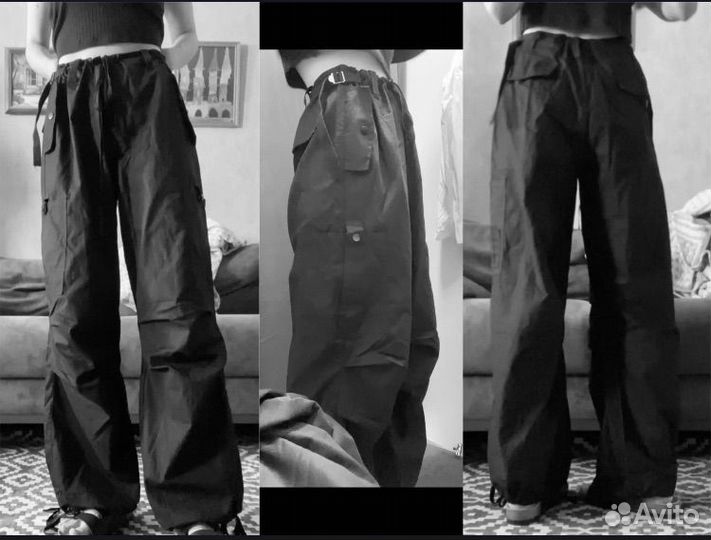 Брюки карго черные
