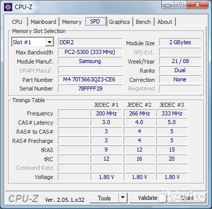 DDR2 2GB Samsung M470T5663QZ3-CE6