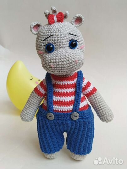 Игрушка вязаный бегемот вязаный медведь