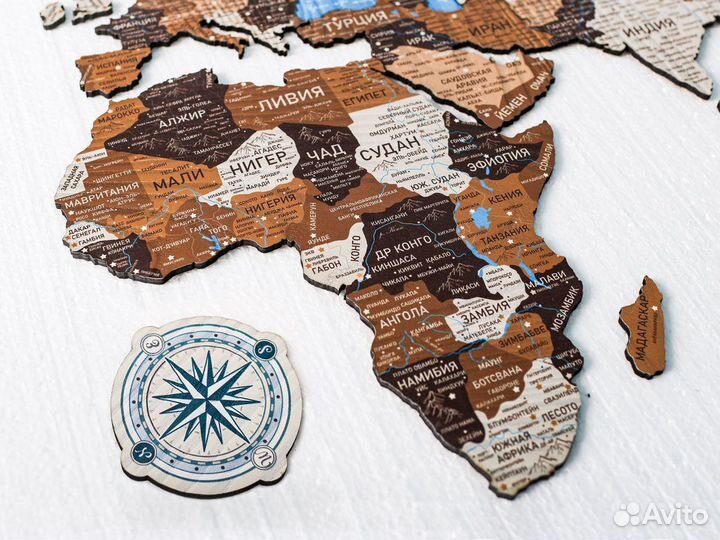 Деревянная карта мира из дерева на стену, Армавир