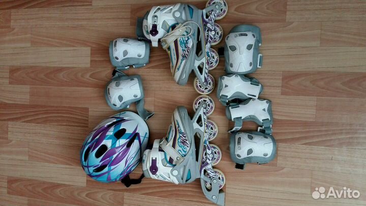 Роликовые коньки детские раздвижные. Шлем. Комплек