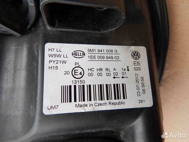 Фара правая Volkswagen Golf Plus 2 поколение (2009