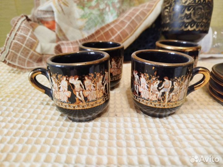 Греческий кофейный сервиз с позолотой