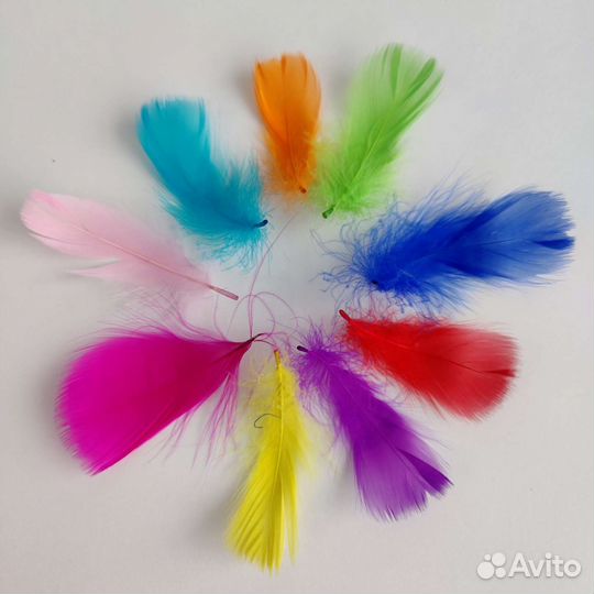 Перья декоративные разноцветные 100 штук