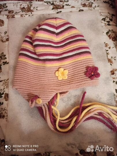 Шапка для девочки новая двойная теплая