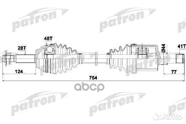 Полуось передняя левая 28X754X41 ABS: 48T ford