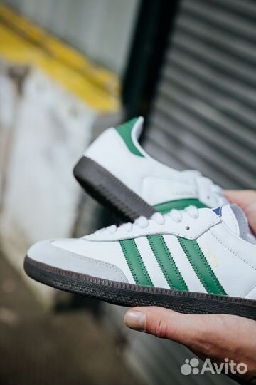 Кеды Adidas samba white&green оригинал