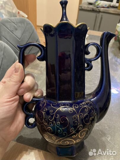 Кофейник синий кобальт СССР