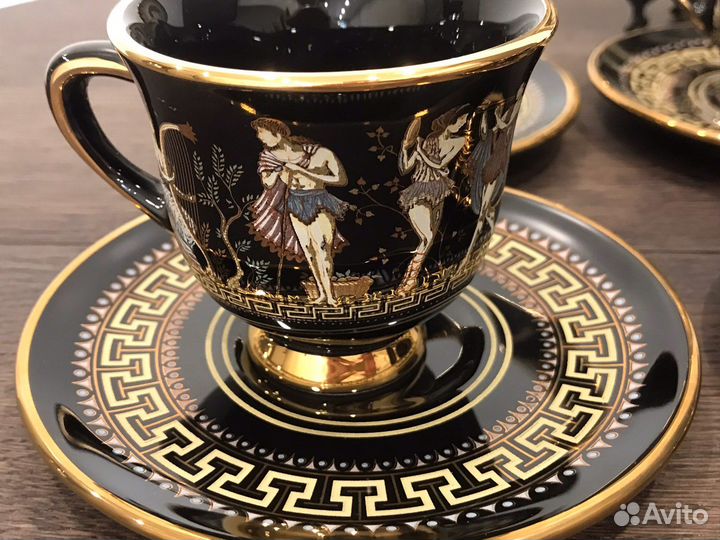 Чайно кофейный сервиз Греция,сусальное золото