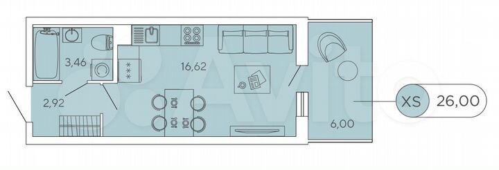 Квартира-студия, 26 м², 2/12 эт.