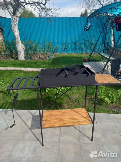 Лофт мангал с столиком, адаптером для казана