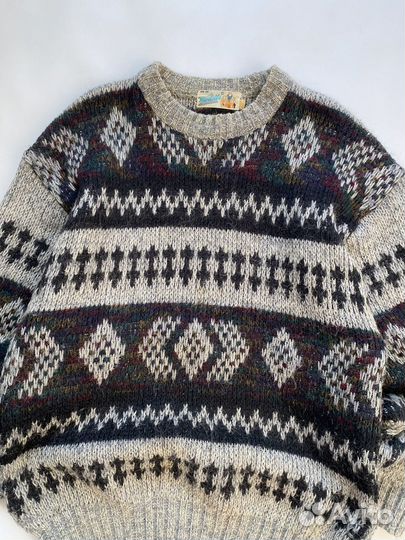 Винтажный шерстяной свитер preppy ретро 80-х