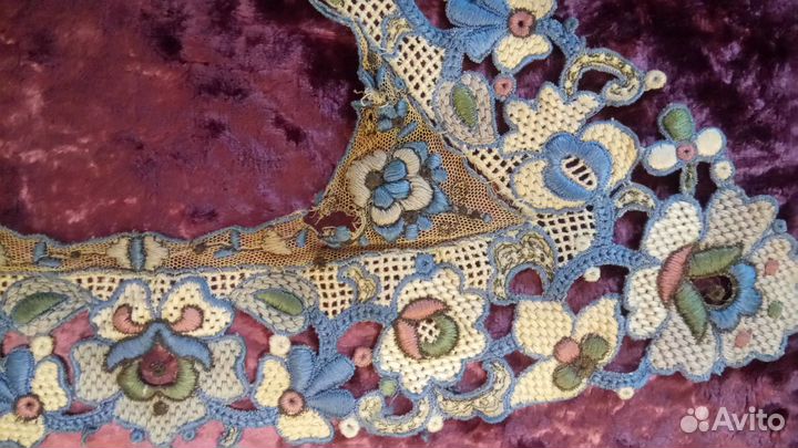 Кружево цветное воротник до 1917г редкость