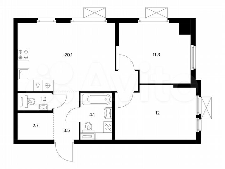 2-к. квартира, 55 м², 24/24 эт.
