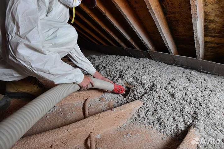 Эковата. Утепление в Раевке (услуга+материал)