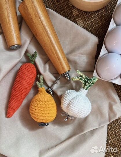 Мягкие вязаные игрушки Овощи и фрукты