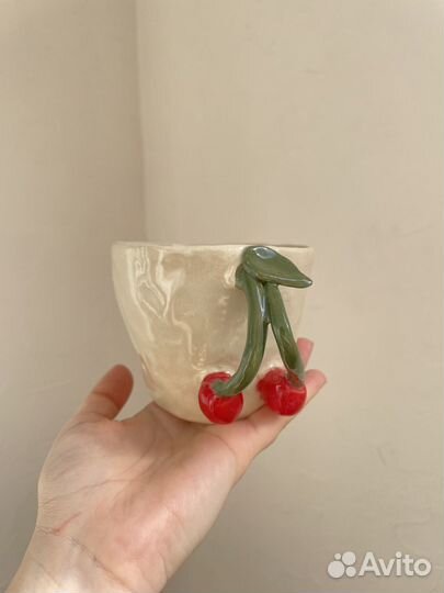 Кружка ручной работы с цветами