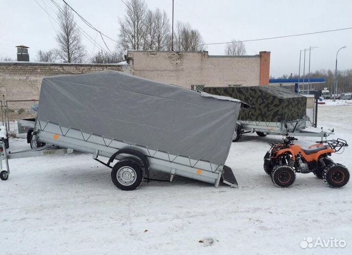 Прицеп Трейлер 3,5м с тентом. Полный цинк