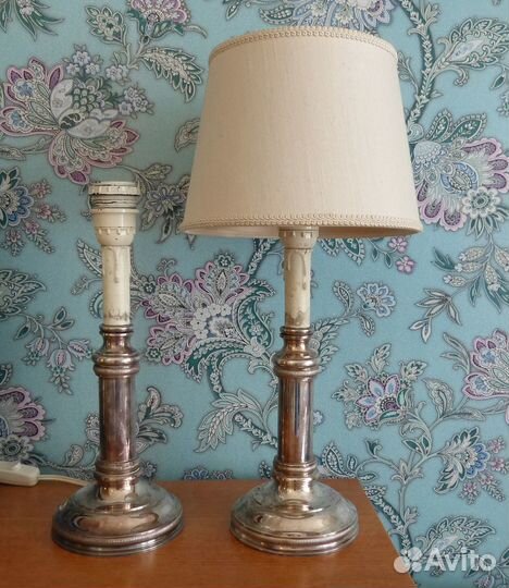 Пара старинных серебряных ламп. Италия