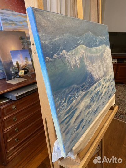 Картина с волнами масло на холсте море 38x55