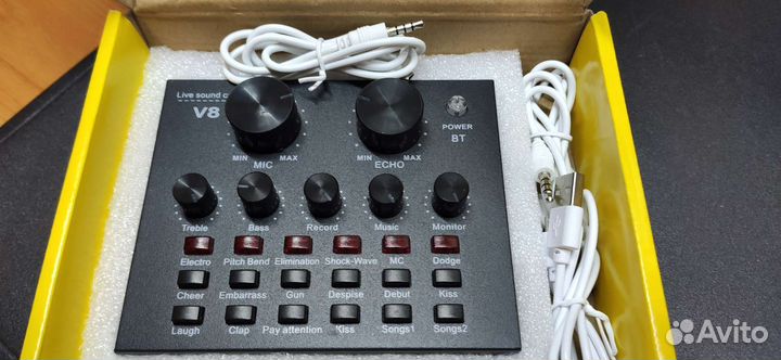 Внешняя звуковая карта микшер V8 с Bluetooth