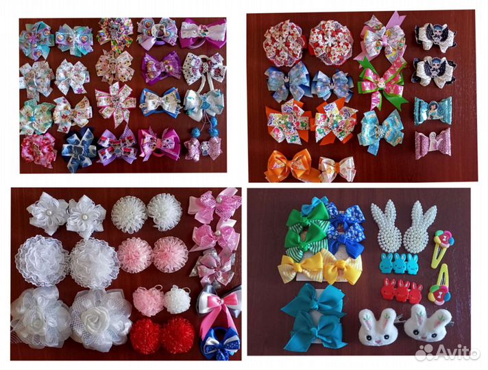 Бантики / заколки. 4 комплекта для школы и сада