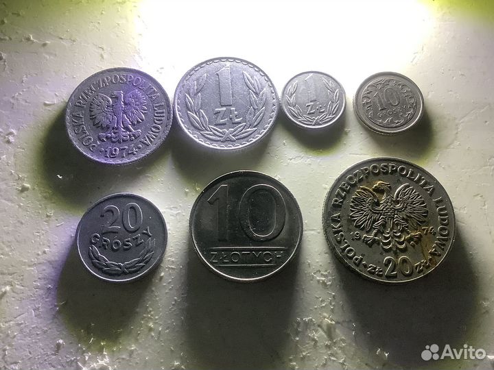 Польша 1,2,5,10,20 грошей; 1,2,5,10 злотых; жетон