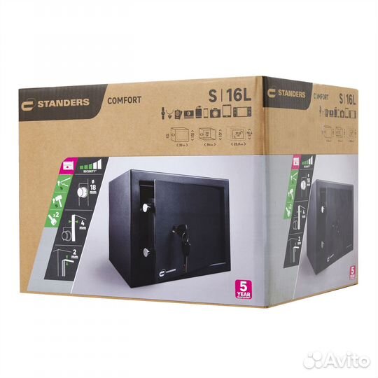 Сейф 15/16 л ключевой замок 35x25x25 см сталь