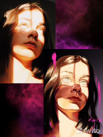 Цифровой портрет на заказ; Портрет на холсте