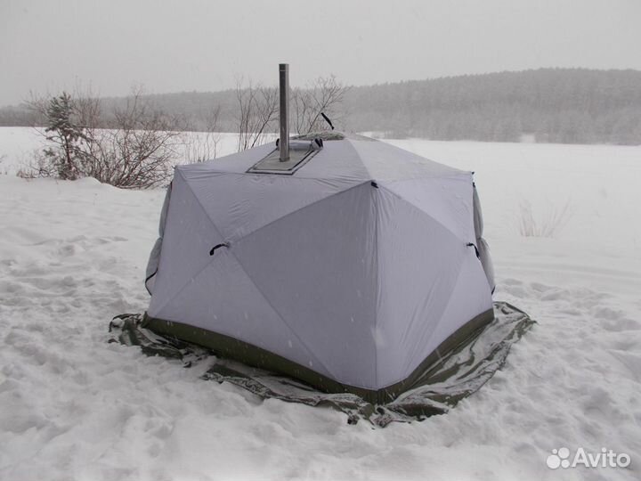 Палатка Куб 2,50-190 3-сл +дымоход Уралзонт