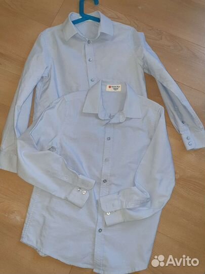 Рубашки Button blue голубые 2 шт для мальчика 134