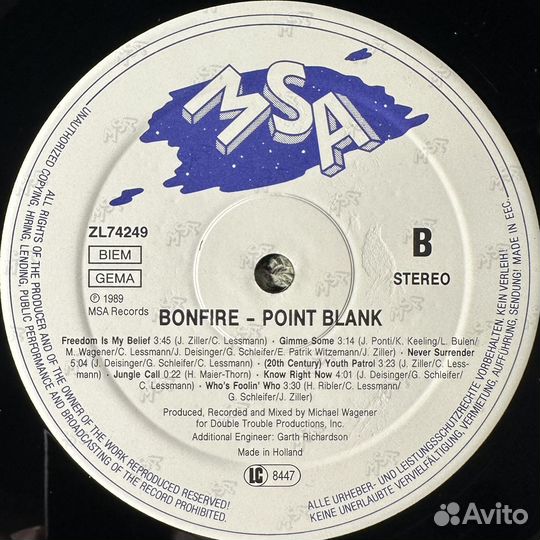 Bonfire – Point Blank (Европа 1989г.)