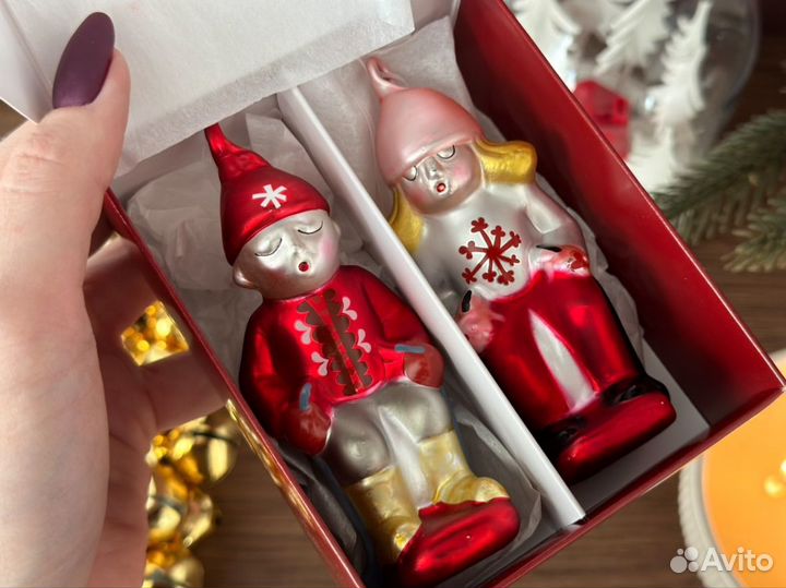 Стеклянные ёлочные игрушки IKEA vinter 2шт