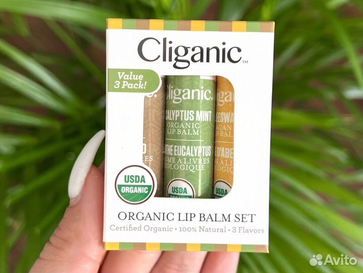 Cliganic Набор бальзамов для губ, 3 упак по 4,25 г