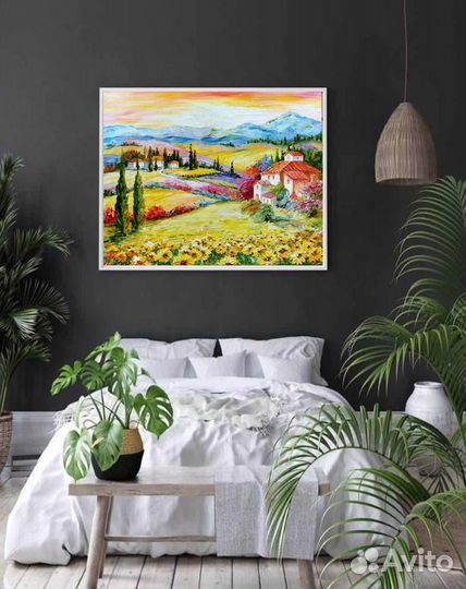 Картина Прованс Подсолнухи Лаванда маслом 40х50