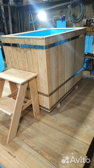 Прямоугольная купель для бани