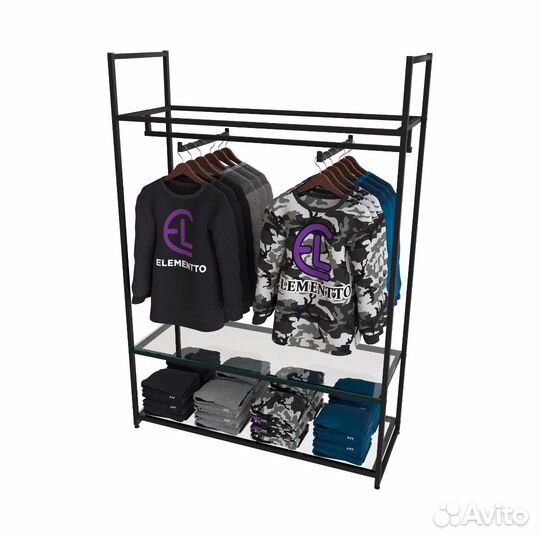 Стеллаж для одежды в стиле Лофт aс17120-08-Ч со ст