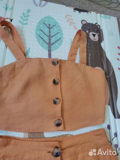 Комплект льняной юбка с топом