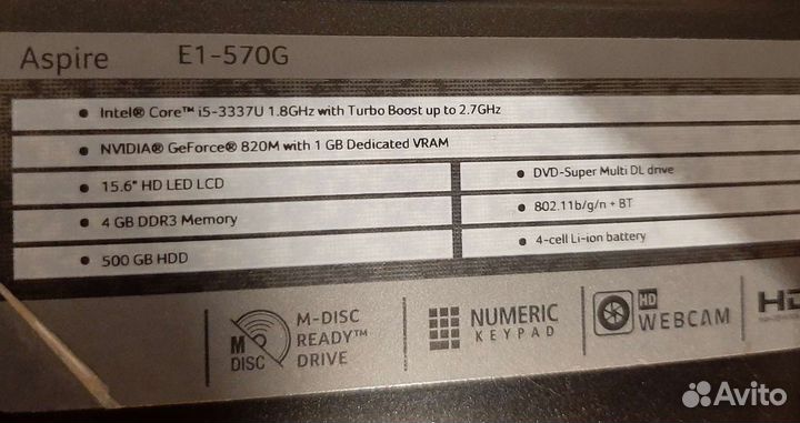 Ноутбук Acer aspire e1 570g